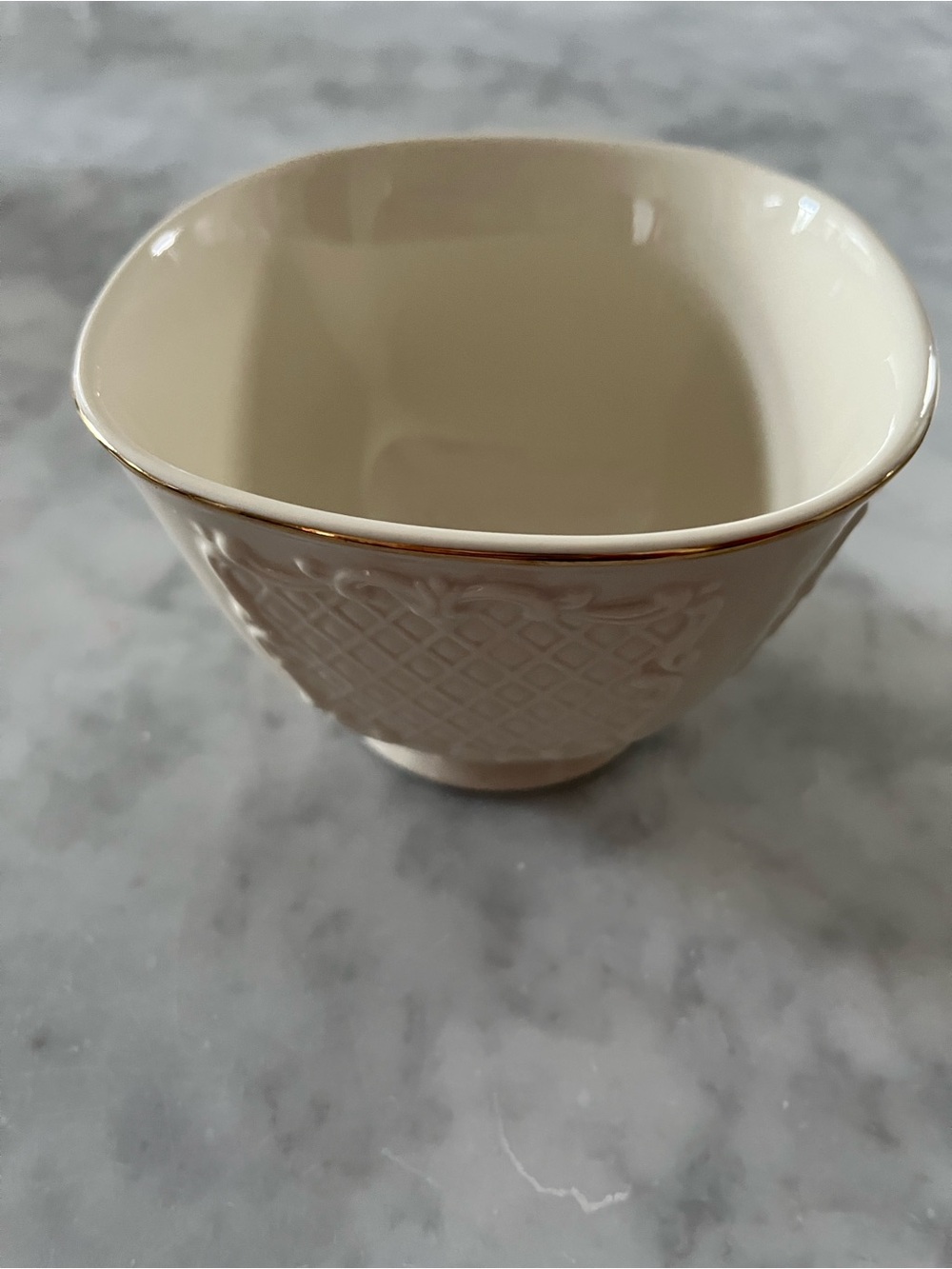 Lenox Cream Ceramic Bowl with Gold Rim